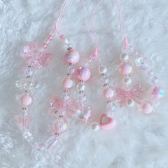 pinkなキラキラアクリルビーズストラップ3本セット