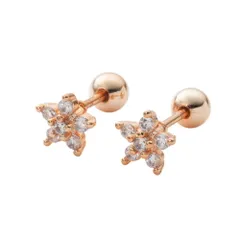 【ピンクゴールド×クリア × ピアス】[Cream dot. クリームドット公式] ピアス レディース ステンレス製 金属アレルギー つけっぱなし サージカルステンレス ネジロック式 ミニ フラワー ビジュー 大人 両耳用