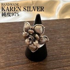 現品限り レディース シルバーリング カレンシルバー フラワー ハンドメイド 純銀 Karen Silver #142 メキシカンジュエリー