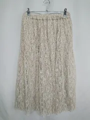 ◇ Θ MAJESTIC LEGON マジェスティックレゴン 総柄 膝下丈 フレア スカート サイズM ベージュ系 レディース E  【1409100036305】