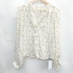 ◇ ⊂◎●未使用●Φ JUNOAH ジュノア 花柄 長袖 ブラウス サイズM アイボリー レディース E  【1502200011620】