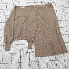 ◇ ⊇ ビーミング by ビームス シンプル系 膝下丈 - 長袖Vネックシャツ タイトスカート サイズS ブラウン系 レディース E  【1508260029148】