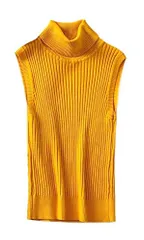 [ハベリィ] タートルネック ノースリーブ リブニット セーター ハイネック トップス レディース (グレー) [グレー] [Free Size]