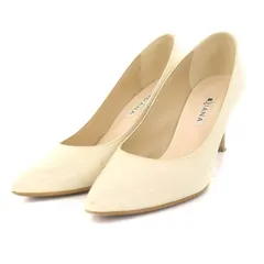 ダイアナ DIANA 型押し ポインテッドトゥパンプス ピンヒール レザー 23.5㎝ アイボリー /HK ■OS