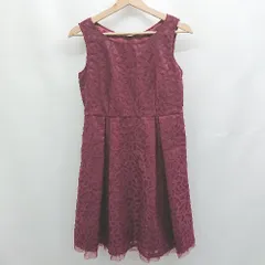 ◇ Θ フェルゥ 柄入り ノースリーブ ミニ丈 ワンピース サイズ２ ワインレッド系 レディース E  【1507250001515】