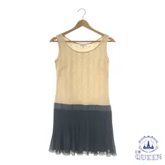 ☆美品 LEST ROSE レストローズ ワンピース 切り替えし プリーツ ひざ丈 ノースリーブ レディース ホワイト 2 901-10164 送料無料 古着