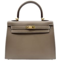 エルメス(HERMES) ケリー25 外縫い エトゥープ エプソン ゴールド金具 W刻印(2024年製造) 新品 レディース ハンドバッグ ショルダーバッグ