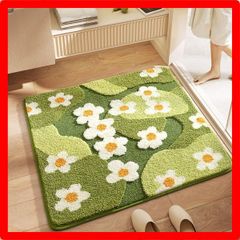 ★送料無料★花色一_60 x 60 cm (長方形) VDVSPMPNバスマット 速乾 カーペット ラグ 立体ラグマット 洗えるラグ 速乾 足拭きマット お風呂 滑り止め 厚手ラグ 吸水 足ふきマット カーペット かわいい花柄 ふわふわ 高密度シャギーラグ 柔