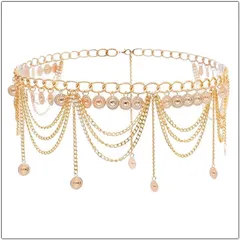 アクセサリー ベリーダンス 衣装 オリエンタル 腰 ベルト コイン ファッション チェーンベルト セクシー ジュエリー ボディチェーン ヒップスカーフ ボディ 腰飾り ウエストチェーン ベリーチェーン ベリーダンス  セクシー 腰 ゴ－ルド ウエストチェ－ン