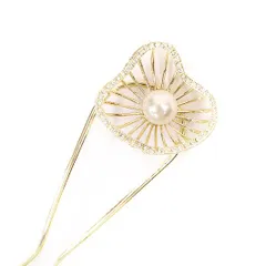 髪飾り 成人式 振袖 前撮り 袴 花 浴衣 夏祭り 花火大会 ゴールド 白 パール ラインストーン キラキラ おしゃれ かわいい フォ No.9-4377