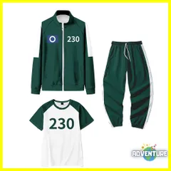 イカゲーム風 ジャージ 230 〇 サノス ラッパー BIGBANG スンヒョンT.O.P 緑グリーン 子供コスプレ 3点セット キッズ100 110 120 130 140 150 160着ぐるみ ゲーム 映画  ハロウィン仮装 コスチューム衣装 韓国6