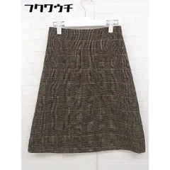 ◇ NATURAL BEAUTY BASIC ナチュラルビューティーベーシック チェック 膝下丈 台形 スカート サイズM ブラウン系 レディース 【中古】 【1105210026075】