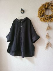 ハンドメイド　ミナペルホネンファブリック　タンバリンちび襟ブラウス