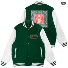 DEATH ROW RECORDS × SNOOP DOGG PAISLEY CHAIR VARSITY JACKET【DARK GREEN】( デスロウレコード  スタジアムジャケット スタジャン バーシティジャケット  ペイズリー BANDANA )