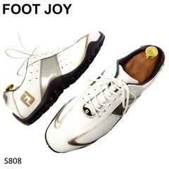 フットジョイ　ゴルフシューズ　ホワイト　メタリック　スパイクレス　トライカラー