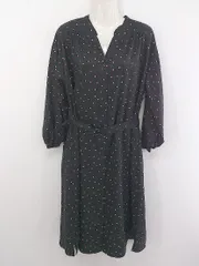 ◇ ◎ GLOBAL WORK グローバルワーク ベルト付 総柄 長袖 ロング シャツ ワンピース サイズM ブラック レディース P  【中古】 【1209020008860】