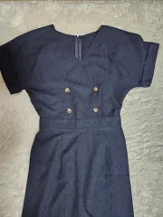 GU ネイビー ダブルボタン オールインワン