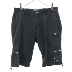 BURBERRY BLACK LABEL バーバリーブラックレーベル ハーフ パンツ ウエスト76 ネイビー系 三陽商会 メンズ 古着