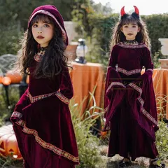 ハロウィン 仮装 子供 女の子 子供ドレス ハロウィン コスプレ 悪魔 ハロウィーン 衣装 ガール こども 中世ヨーロッパ貴族 吸血鬼 悪魔 中世紀 学園祭 宮廷装 仮装 Halloween コスプレ 学園祭 パーティー イベント用 Nnr0380