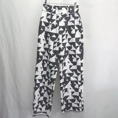 ◇ ⊂ JEANASIS ジーナシス ウエストゴム 総柄 Kapitza ストレートパンツ サイズF ブラック ホワイト レディース E  【1501230046565】