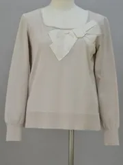 フォクシー FOXEY Sweater Square Ribbon リボン ニットセーター 38サイズ ベージュ レディース F-L5905のサムネイル