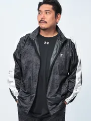 EXCELLENT FINE エクセレントファイン ジャケット 大きいサイズ メンズ ストレッチ 総柄 フルジップ アウター ブルゾン スポーツ トレーニング スタンド ブラック