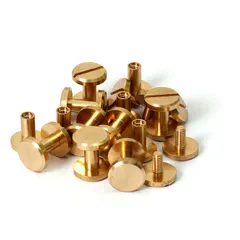 シカゴスクリュー 真鍮 10×4×8mm 12個 バッグ ベルト カバン 修理 レザークラフト DIY ハンドメイド パーツ