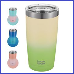 BOTTLE BOTTLE 蓋付きタンブラー 溢れない 600ml 大容量水筒 二重構造ステンレス コーヒーボトル 真空断熱 保冷保温 ストロー 直飲み グリーン