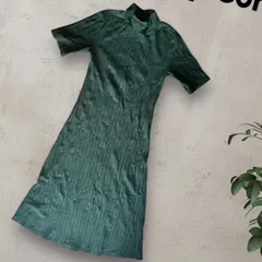 ZARA ザラ プリーツミディドレス ロングワンピース 半袖 ｜ダークグリーン