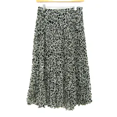 レリアン ロングスカート ボトムス フレア 総柄 日本製 レディース 11サイズ 黒×白 Leilian 【中古】