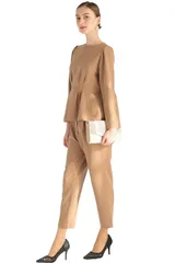 [MORE AUNI] パンツスーツ レディース セットアップ フォーマル 卒業式 入学式 セレモニー スーツ パンツ ダブルブレスト 123529 モカ XL [モカ / 123529] [XL]