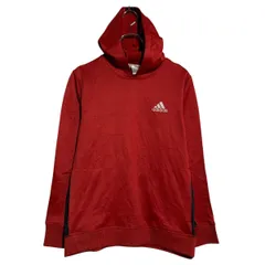 adidas ロゴスウェット パーカー L キッズ 150～ レッド ブラック アディダス プルオーバー スポーティー 古着卸 アメリカ仕入 a701-6646