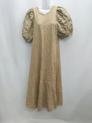 ◇ ◎ ⊂ Ray BEAMS レイ ビームス 半袖 膝下丈 ワンピース サイズF ベージュ系 レディース E  【1501160032843】
