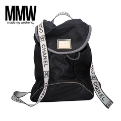 【デジタル鑑定書付き】CHANELスポーツライン ブラックバックパック CHANEL Sport Line  Black Mesh Gray Logo  Play Strap Backpack