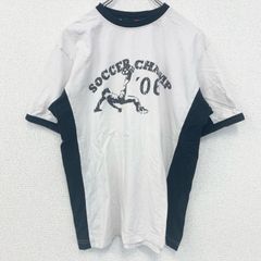 古着 used　半袖プリントリンガーTシャツ　サッカー　チャンピオン　2006　ドイツ　白　ホワイト　黒　ブラック　Mサイズ