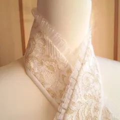 NO.103　着物 おしゃれ着こなし　伊達襟　伊達衿　重ね衿　4WAY　成人式　前撮り　振袖　卒業式　袴　白・白ゴールド・白フリル