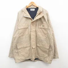 XL/古着 ラコステ LACOSTE IZOD 長袖 ブランド ナイロン ジャケット マウンテン パーカー メンズ 80s ワンポイントロゴ ラグラン ベージュ 