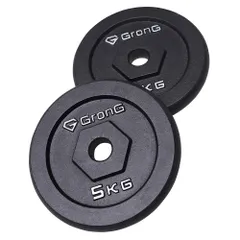 アイアン ブラック ダンベル バーベル プレート シャフト径28mm 鉄製 5kg×2個セット（10kg） GronG（グロング）のサムネイル