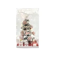 クリスマスツリー 卓上 装飾付き ミニクリスマスツリー LED イルミネーションライト オーナメント付き おしゃれ かわいい 人工 (23cm（ピンク）)のサムネイル