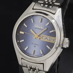 稼働 セイコー 2706-0320 AT/自動巻 青文字盤 デイデイト 21石 カットガラス レディース腕時計 KRH 2000000 NSK
