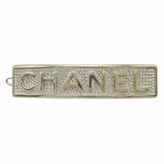 美品 21年 シャネル CHANEL クルーズライン ロゴ バレッタ ラインストーン ヘアアクセサリー ヘアクリップ 髪留め ゴールド金具 B21C レディース/☆L86