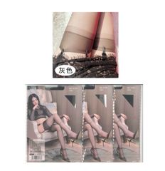 グレー色　3足set/Rosesakura/品番0101/5デニール光沢/100%ナイロン/シームレスガーターストッキング