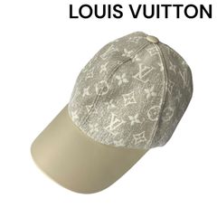 ●美品 ルイ ヴィトン LOUIS VUITTON モノグラム ジャガード デニム キャップ 帽子 レディース 5D781