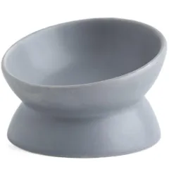RYOHIN Lab.(良品ラボ) 猫 フードボウル セラミックボウル 陶器 ペットボウル 食べやすい 15度の傾斜 餌入れ 水入れ 小型犬 猫 兼用 シンプル 安定感 汚れにくい お手入れ簡単 1個 (グレー) [グレー]