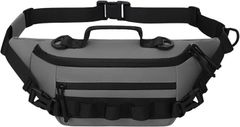 Azul Mar Waterproof Waist Pouch for Men, 1000D Nylon, Lightweight, Compact, Large Capacity, 3-Way Design, for Fishing, Outdoor Activities, Travel, Multifunctional Waist Bag (Gray)