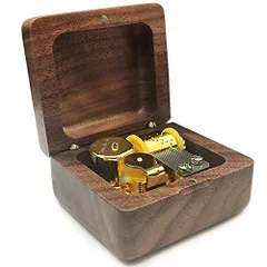 クルミ_曲:君をのせて ミニ木製オルゴール 18 Note Wind Up Music box木製音楽ボックス (クルミ, 曲:君をのせて)