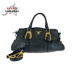 美品 PRADA プラダ テスート 三角ロゴプレート ピンク ゴールド金具  