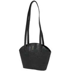 【美品】イヴサンローラン　ショルダーバッグ　YSL　唐草　総柄　レザー　ブラック 美品】イヴサンローラン ショルダーバッグ YSL 唐草模様 総柄