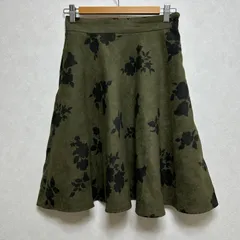 【美品】ROPE PICNIC ロペピクニック フレアスカート 花柄スエード調 カーキ×ブラック 38サイズ