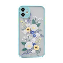 12mini) iphone (青色小花 保護 シリコン スマホケース アイフォン iPhoneケース monde) du (pont